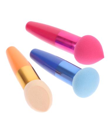 Beavorty 3PC Foundation Puff With Handles concealer brush makeup powder brush eyeshadow brush Makeup sponge Sponge for Liquid Sponge stick makeup water drop travel wet puff