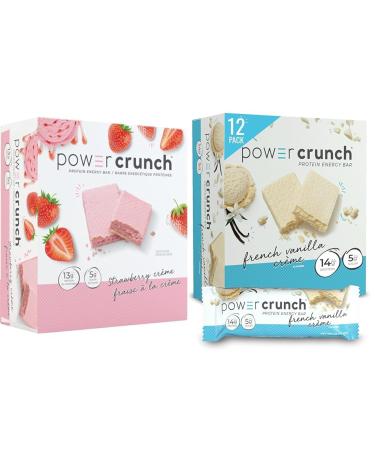 Power Crunch Protein Bar Strawberry Cr me 12 Count Pink & Protein Energy Bar Orignal French Vanilla Creme 1.4-Ounce Bar