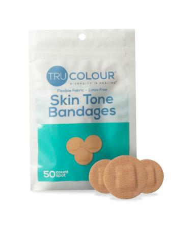 Tru Colour - Spot Bandages Flexible Fabric Adhesive Bandages Beige Skin Tone Shade Aqua Bag 50 Count