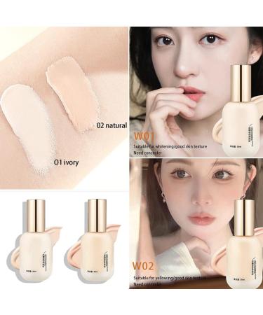 2Pcs Long Lasting Waterproof Lightweight Moisturizing Foundation Matte Oil Control Foundation Light Fog Makeup Holding Liquid Foundation Suitable for All Skin Types (02 Natural) - Buy Online on GoSupps.com
