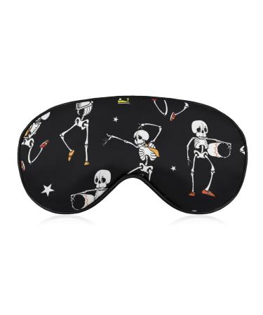 Dancing and Playing Music Skeletons Sleep Mask Eye Cover for Sleeping Blindfold with Adjustable Strap Blocks Light Night Travel Nap for Men Women