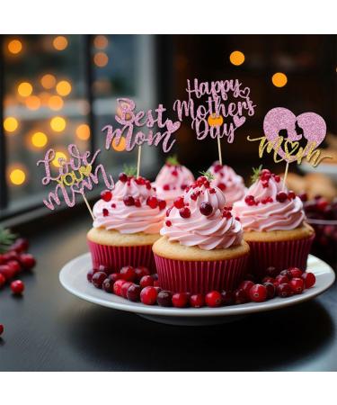 24 Pcs Mother's Day Cupcake Toppers Theme Party Cake Decoration Celebration Holiday Props Card Dessert Insert MGPFERD - Buy Online on GoSupps.com