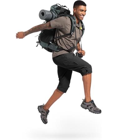 Waspornow Men's 3/4 Cargo Bermuda Shorts - Waterproof Stretch Hiking & MTB Pants - Outdoor Summer Wear in Black - Buy Online on GoSupps.com
