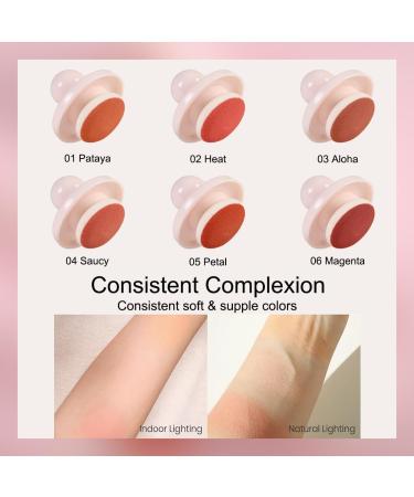 PHOERA Cream To Powder Canned Blush Mud Lightweight Longwear Cheek Blush with Puff & Mirror Matte & Shimmer Finish 6 Buildable Shades for Natural Radiant Glow 04 Saucy One Size - Buy Online on GoSupps.com