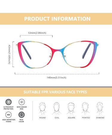 Blue Light Blocking Cat Eye Glasses for Men & Women | Retro UV400 Clear Lens | Colorful Gold Fashion Eyewear - Buy Online on GoSupps.com