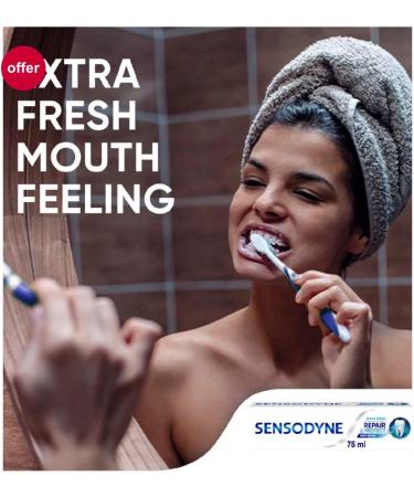 Sensodyne Repair & Protect Extra Fresh Toothpaste 75ml - Pack of 3 | Sensodyne Apple 25ml - Best for Sensitive Teeth | International Shipping Available - Buy Online on GoSupps.com