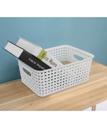 Anbers White Plastic Weave Storage Basket Set of 6 | 10.03 x 7.59 x 4.09 - Buy Online on GoSupps.com