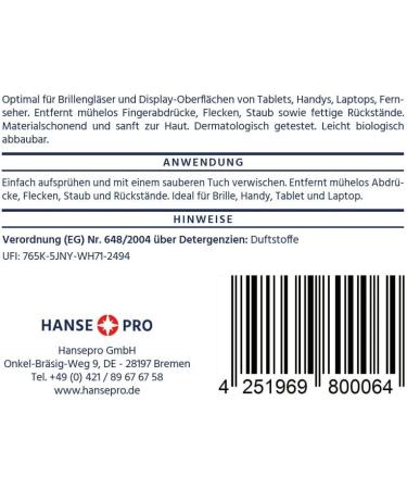 HANSE PRO Glasses Cleaner - 2 x 50 ml | Streak-Free Cleaning Spray for Glasses & Displays | Ideal for On-the-Go Care - Buy Online on GoSupps.com