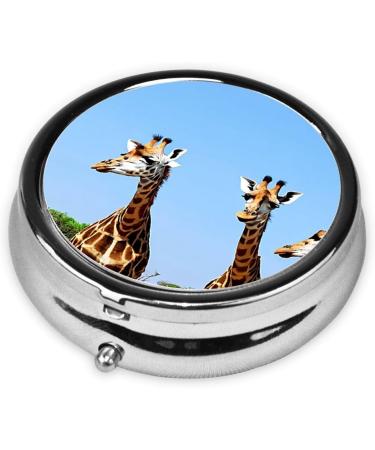 Colorful Giraffe Mini Round Pill Box - 3 Compartment Portable Organizer for Travel & Home - Buy Online on GoSupps.com