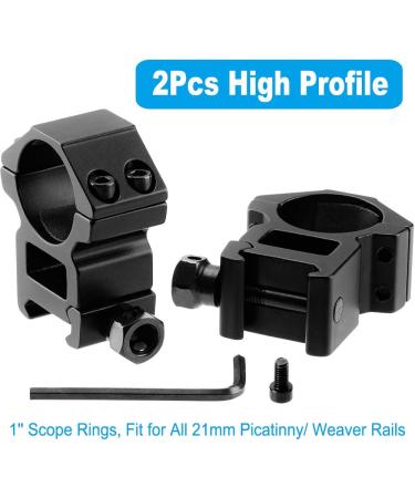 LONSEL 1'' Scope Rings - High & Medium Profile 1 Inch Mount Rings for Picatinny Rail - 4 Pack - Buy Online on GoSupps.com