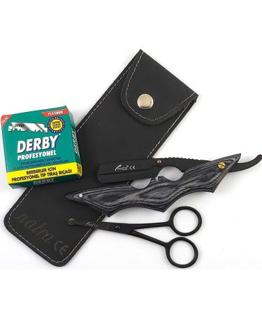 Wooden Razor 100 Derby Razor Blades Shaver Shaving Razor Beard Scissors NATRA