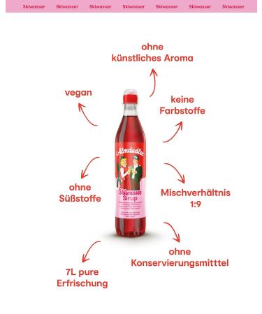 Almdudler Skiwasser Sirup - 700ml Raspberry Lemon Beverage Syrup - Make 7 Liters of Refreshing Ski Huts Lemonade | International Shipping Available - Buy Online on GoSupps.com