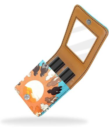 Colorful Cats Paw Lipstick Case | Leather Lip Gloss Organizer with Mirror - Mini Holder for International Shipping - Buy Online on GoSupps.com