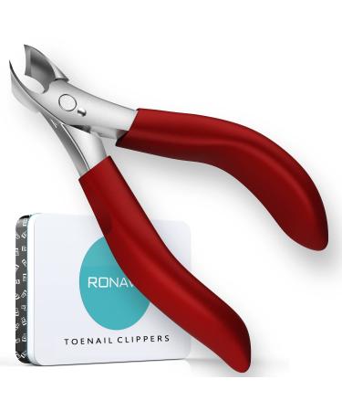 Toenail Clippers for Thick Nails - Heavy Duty Professional Thick & Ingrown Toe Nail Clipper for Men & Elderly Large Toenail Scissors for Seniors/Mens/Women Long Handle Safety Strong RONAVO(RED) Red(for Thick Nails)