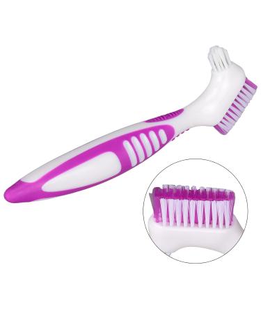 Ergonomic Double-Sided Cleaning Brush for False Teeth - 1PC Purple Toothbrush | International Shipping Available - Buy Online on GoSupps.com