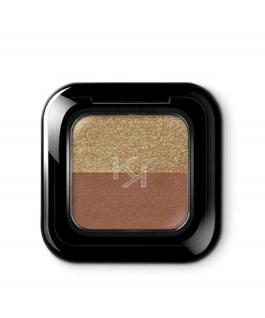 KIKO Milano Bright Duo Eyeshadow 04 | Duo eyeshadow with generous and intense colour payoff 04 Universal Beige / Warm Gold
