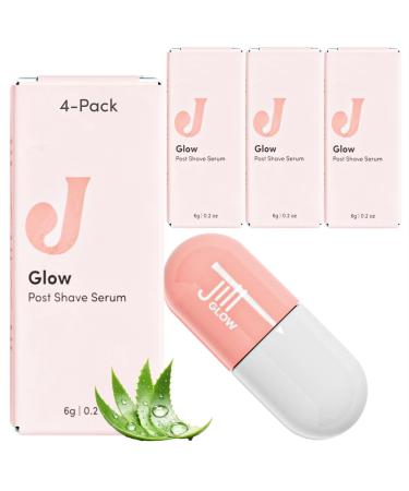 JILL Glow After Shave Cream for Face Post Shave Dermaplane Moisturizer with Jojoba Oil Aloe Vera Hyaluronic Acid & Niacinamide Redness & Irritation Relief 4 Pack 0.2oz Each