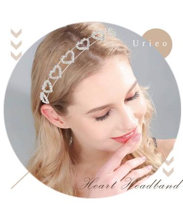 Urieo Silver Crystal Heart Headband for Women - Rhinestone Princess Wedding Hair Accessories - Buy Online on GoSupps.com
