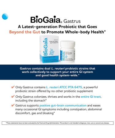 BioGaia Gastrus - Mandarin Flavored 30 Chewable Tablets for GI Health - Buy Online on GoSupps.com