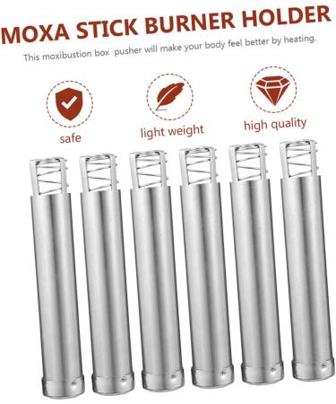 KOMBIUDA 6Pcs moxa pusher moxibustion treatment smokeless Moxa Cover moxa acupuncture moxa burner moxa cone holder for moxibustion stick pusher Ai hot Stainless steel Medicinal - Buy Online on GoSupps.com