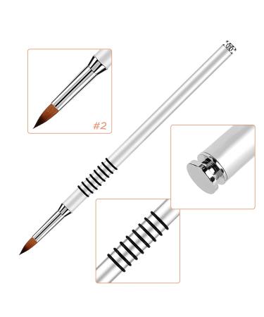 Accmor 3D Acrylic Nail Brush - Kolinsky Bristle, Size #2 - Non-Slip Handle - Silver Metal - Pack of 1 - Buy Online on GoSupps.com