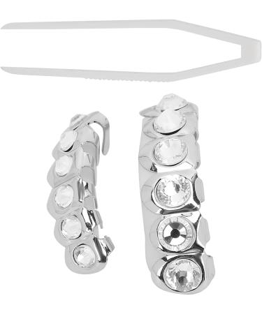 Shining Hip Hop False Teeth Halloween Festival Teeth Decoration Brace Reusable Easy Wearing & Remove Shiny Brass Material Complete Accessories Included (Silver) - Buy Online on GoSupps.com