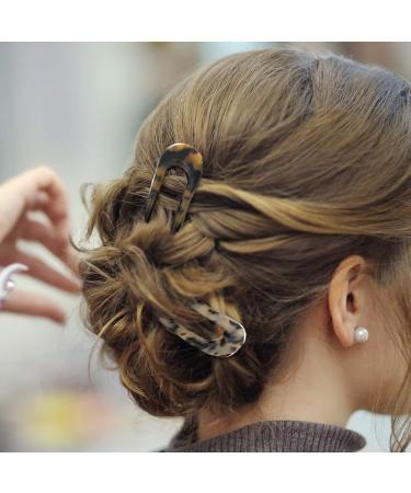 2 Pack Celluloid U-Shape Hairpins - French Style Hair Forks for Women & Girls - Ivory Tokyo - Buy Online on GoSupps.com