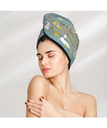 Cute Farm Birds Microfiber Hair Towel - Super Absorbent Coral Velvet Wrap for Women | Quick Dry Hair Cap for Long Curly & Thick Hair - Buy Online on GoSupps.com