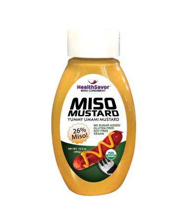 HealthSavor Organic Miso Mustard | Umami Mustard with Chickpea Miso | Vegan | Soy-Free | No Sugar | No MSG, Yellow, 1.0 Count, (Pack of 1)