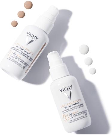 Vichy Capital Soleil Tinted Anti-Photoaging Fluid SPF50+ Protection & Anti-Aging Enriched with Peptides & Niacinamide For All Skin Types 40 ml - Buy Online on GoSupps.com