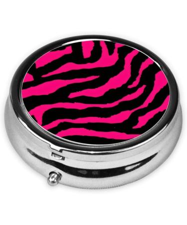 Zebra Tiger Leopard Pink Portable Metal Pill Box - 3-Compartment Travel Case for Small Pills Stylish & Functional - Buy Online on GoSupps.com