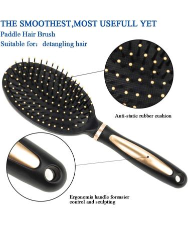 5-Piece Hair Brush Set for Women and Men - Detangling, Paddle, Round, Tail Comb, Wet/Dry Brush - Black - Buy Online on GoSupps.com