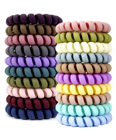 MAORULU Spiral Hair Ties No Crease  Colorful Traceless Hair Ties  Elastic Coil Hair Ties for Women Girls  Matte Phone Cord Hair Ties  Waterproof Hair Coils for for Any Kinds of Hair (20PCS  Multicolor) B