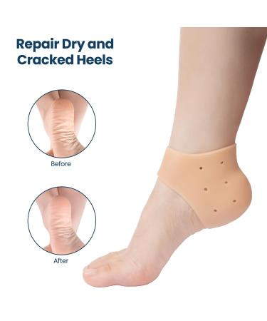 Silicone Heel Protectors - 3 Pairs Gel Heel Cups for Plantar Fasciitis, Cracked Heels, Blisters - Nude, Women & Men - Buy Online on GoSupps.com
