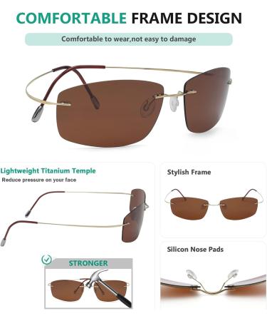 Shop Eyekepper Rimless Titanium Polarized Sunglasses - Gold/Brown Lens | International Shipping Available - Buy Online on GoSupps.com