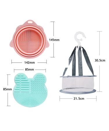 VOVCIG 3pcs Makeup Brush Cleaner Mat & Portable Drying Net - Silicone Cleaning Pad for Sponges & Powder Puffs - Foldable Washing Tools for Easy Brush Care - Buy Online on GoSupps.com