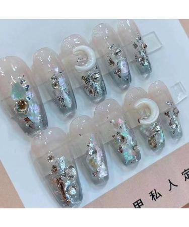 Temperament Enhancement Nail Patch Pure Hand-Worn Nail Customized Nail Cold Bai Yueguang Xiaohongshu New Nail Customized Fake Nails Patch (10-Piece Pack) (Size : S) Small - Buy Online on GoSupps.com