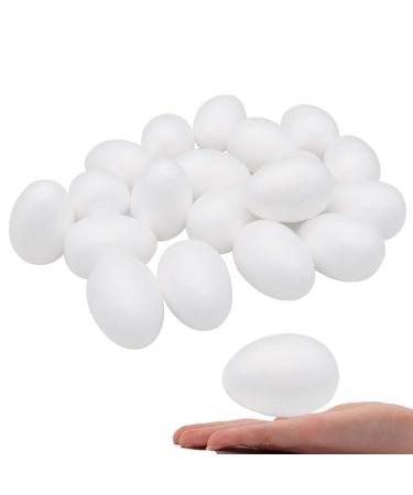 Crafare 40 Pack 2.75 Inch White Craft Foam Eggs Smooth for Easter Christmas Halloween Holiday Crafts Making Handmade DIY Painting School Projects