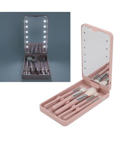 Travel Size Makeup Brushes Set with LED Mirror - Portable Cosmetic Brush Kit for Powder & Eye Shadow - Buy Online on GoSupps.com