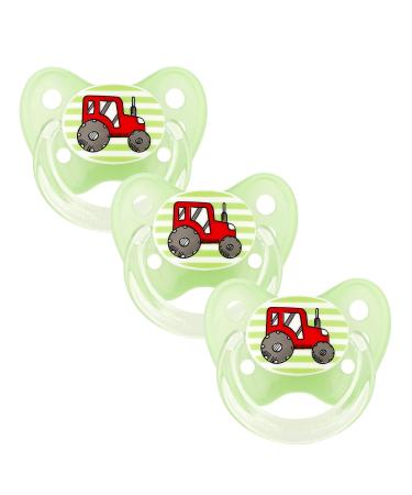 Dentistar Silikon Schnuller 3 Set- Size 2 6-14 months- tooth and jaw-friendly nucking with dental level- BPA-free- Made in Germany- Tractor green