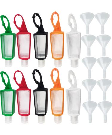 GXXMEI 20PCS/set 30ml/1oz Travel Bottles With Silicone Sleeve Hand Sanitizer Bottles Keychain Bottles Squeeze Clear Containers with Flip Cap (10 Bottles with Silicone Sleeve and 10 funnels)