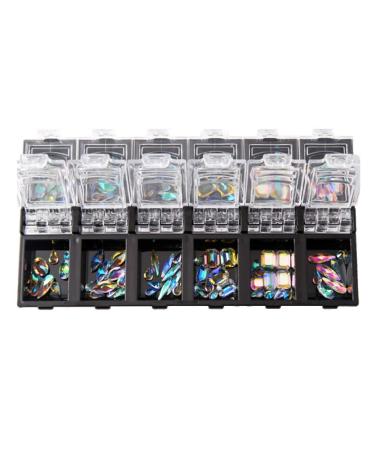 Conijiwadi Nail Art Rhinestone Palette 12 Grids Colorful Water Drop Shape Square Flat Bottom Rhinestones