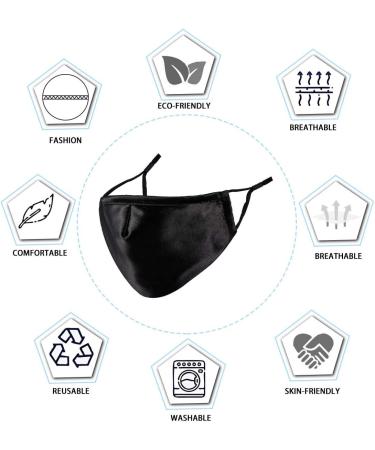 Satin Silk Black Athletic Reusable Face Mask for Adults 3D Design - Set of 4 | Washable & Breathable Cloth Fabric | Earloop Nose Cover for Men & Women - Great Gift Idea - Buy Online on GoSupps.com