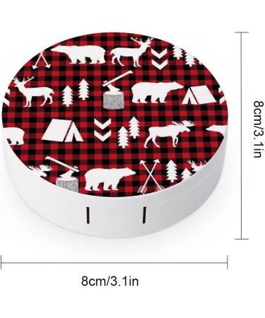 Buffalo Plaid Woodland Christmas Portable Contact Lens Case with Mirror | Cute Winter Contact Lens Box Kit - Buy Online on GoSupps.com