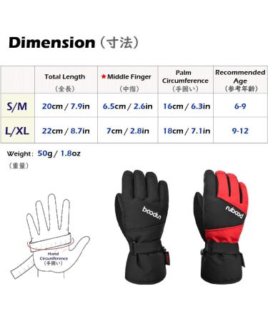 TRIWONDER Thermal Fleece Ski Gloves for Kids | Warm Black & Red Snowboard Gloves (L/XL 9-12 Years) - Best Winter Gear - Buy Online on GoSupps.com