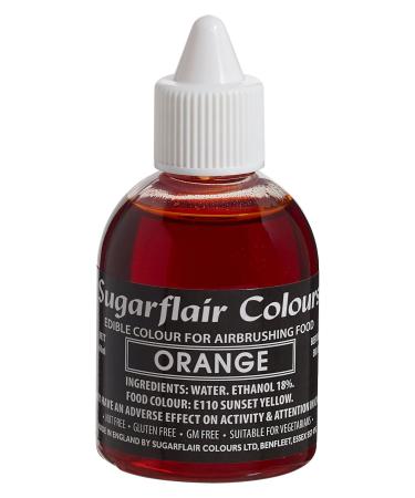 Sugarflair Orange Edible Airbrush Colour - Edible Food Colouring Airbrush Paint for Cakes Cupcakes Icing and Cake Decorations - 60ml