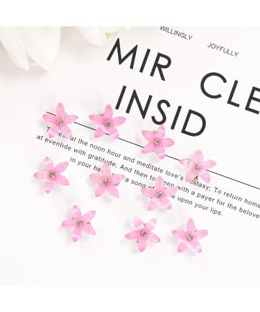 AYNKH 20 Pieces Small Lily Flower Hair Clips White Pink Rhinestone Cute Metal Pins for Girls Women Bridal Wedding Decorative Daily Hair Accessories - Buy Online on GoSupps.com