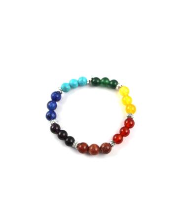 Seven Chakra Bead Bracelet Men Women Stretch Balancing Good Luck Metaphysical Spiritual Love Harmony Luck.