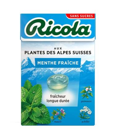 RICOLA - Bonbons aux Plantes Suisses Parfum Menthe Fraiche Sans Sucres Bo te de 50g