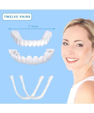 Uilyniu 12 Pair Prostheses Fake Teeth - Lightening Dentures for Bad Teeth Cosmetic Veneer Tooth Covers Provisional Denture - White - Buy Online on GoSupps.com